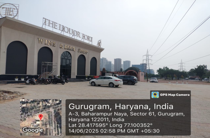 Premium liquor shelves with whisky, rum, vodka