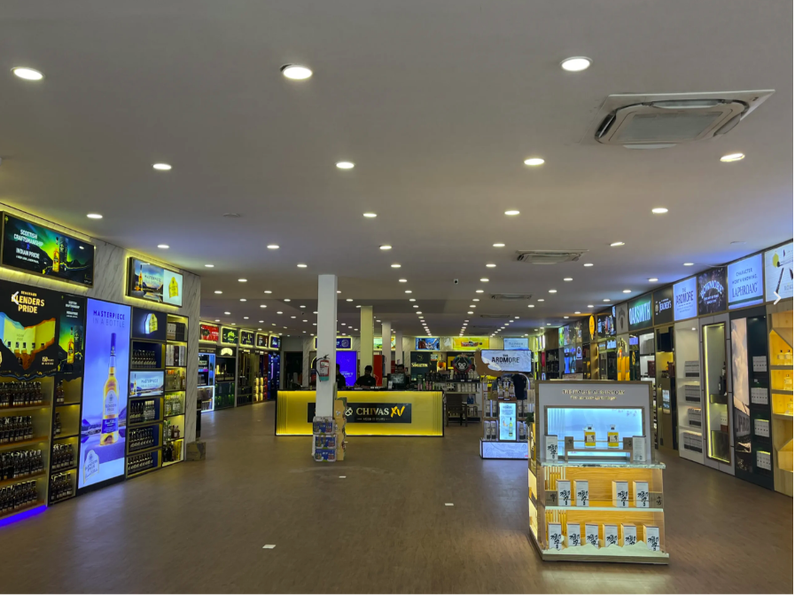 Luxury liquor store near DLF and Cyber Hub displaying imported wines and spirits
