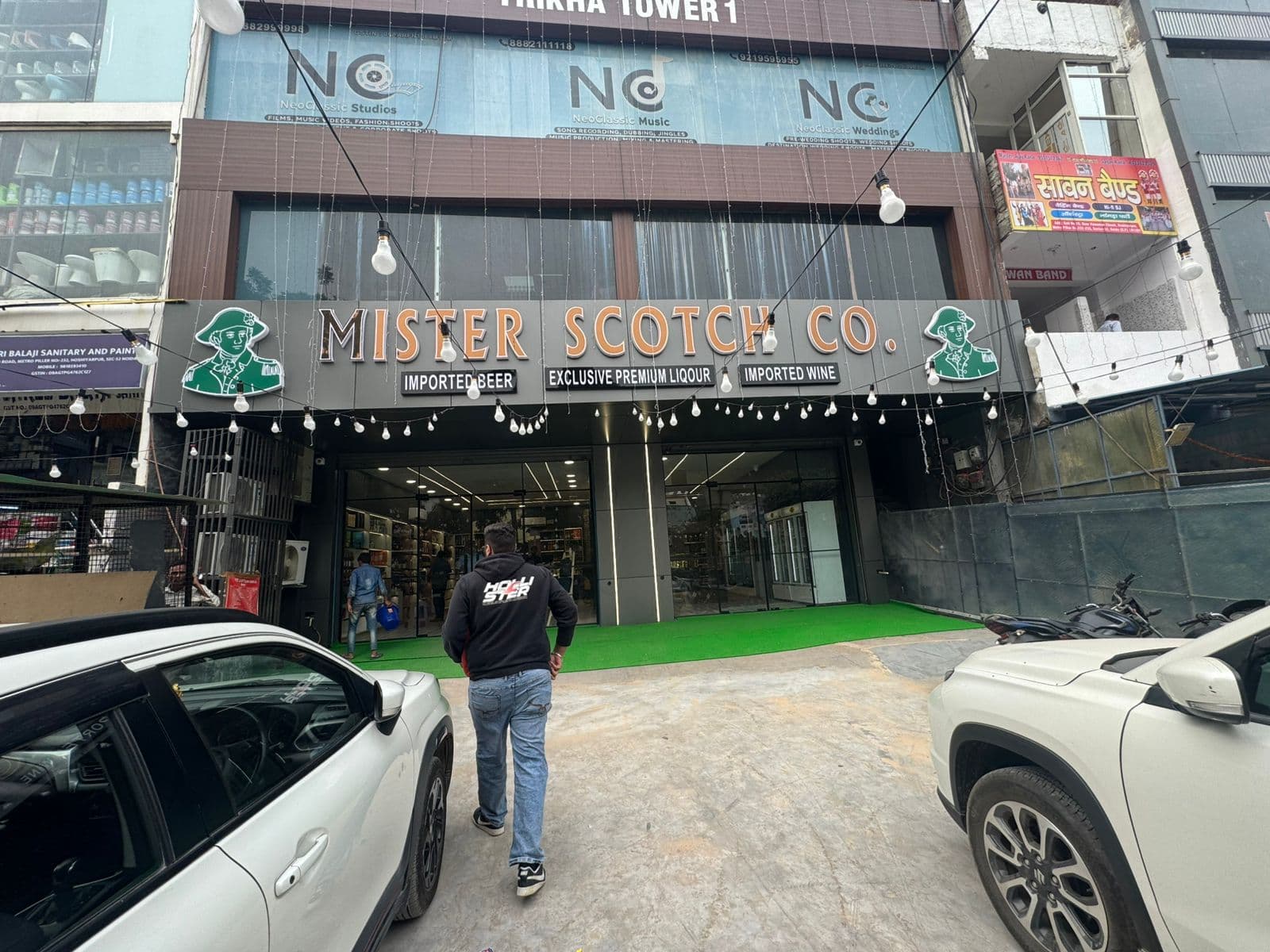 Assorted collection of premium wines, champagnes, and gins in Noida store