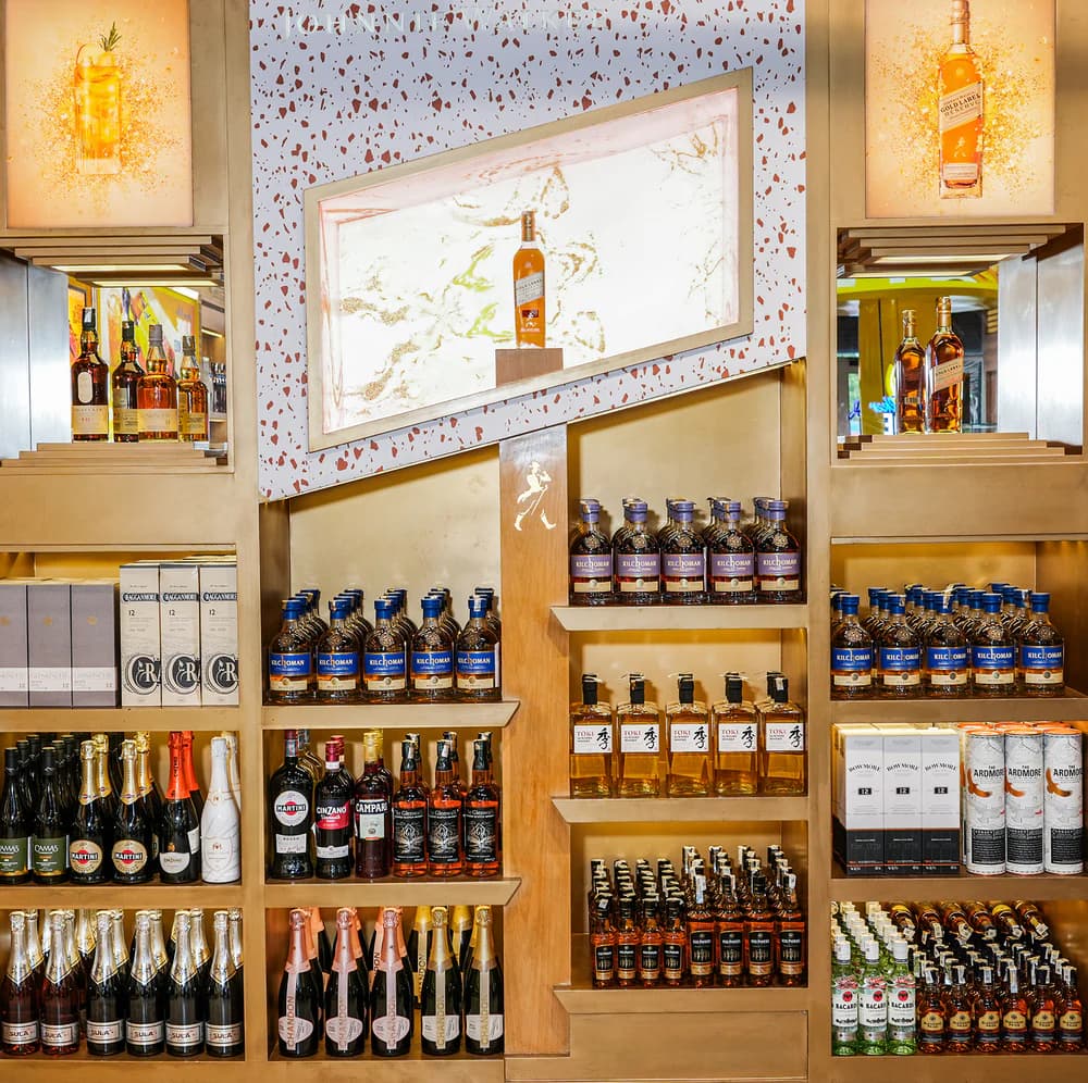 Premium liquor store interior with modern design and elegant ambience in Chandigarh