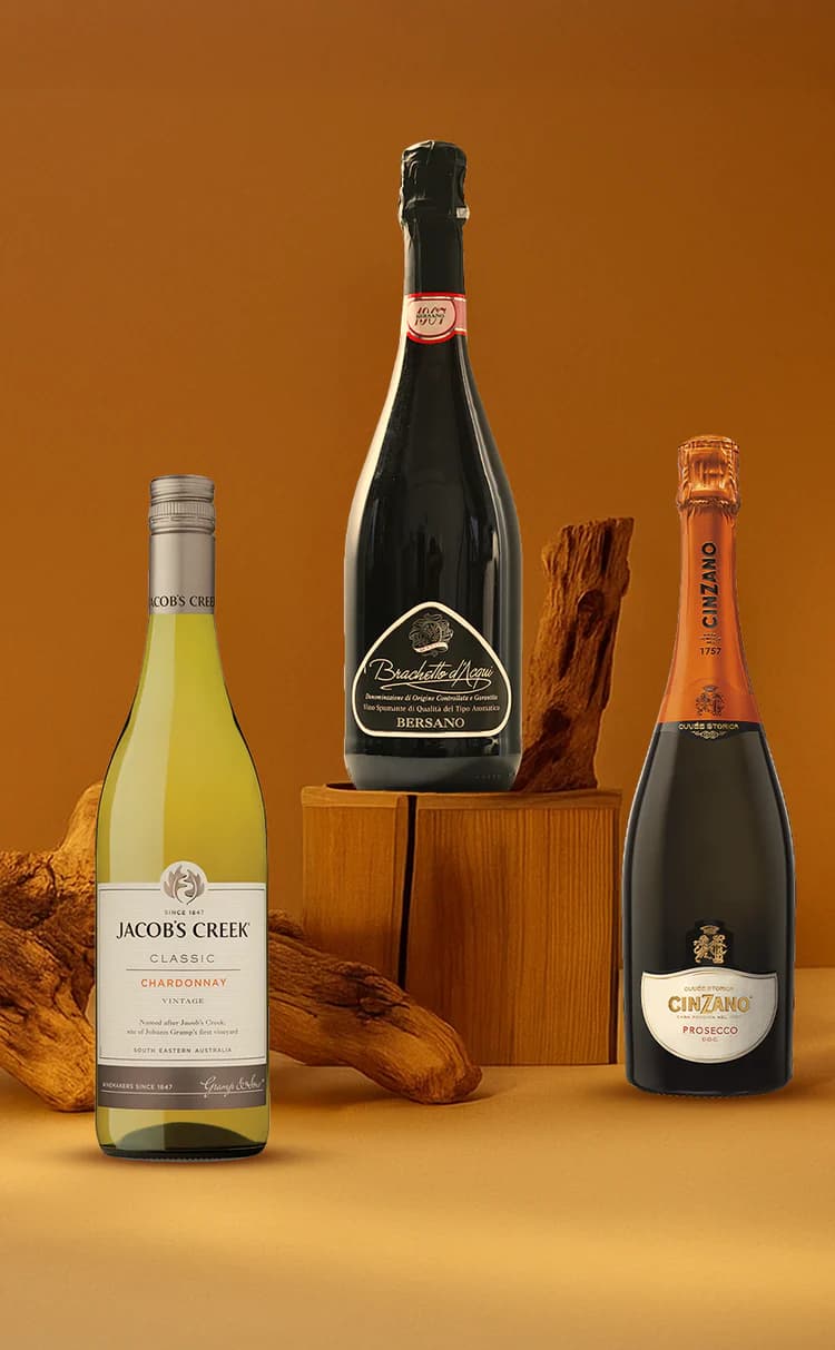 Wide range of imported wine bottles displayed in a premium liquor store